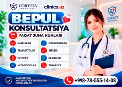BEPUL QABUL — HAR JUMA CORVITA HOSPITAL’DA 8 NAFAR MUTAXASSIS KONSULTATSIYASI!