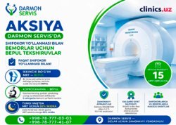 AKSIYA — DARMON SERVIS’DA SHIFOKOR YO‘LLANMASI BILAN BEMORLAR UCHUN BEPUL TEKSHIRUVLAR