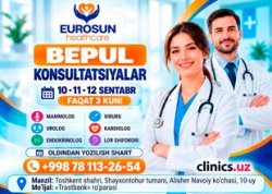 BEPUL KONSULTATSIYALAR EUROSUN HEALTHCARE’DA — ATIGI 3 KUN!