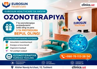 AKSIYA EUROSUN HEALTHCARE'DA — 7 TA NARXIDA 10 TA OZONOTERAPIYA MUOLAJASI!
